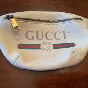 Gucci Calfskin Leather White Belt Bag.